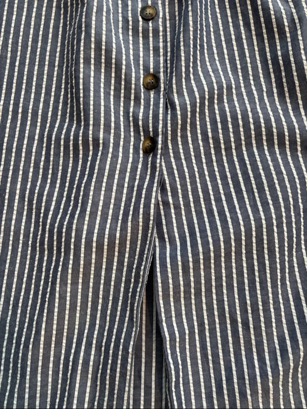 Striped Button-Front Blue Midi Skirt - Picture 4 of 4